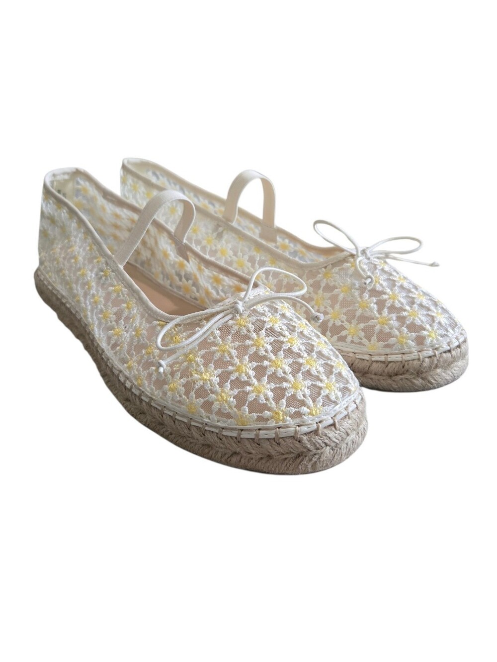 Madden Girl July Espadrille Mary Jane Embroidered Daisy Floral Mesh Fabric 8.5